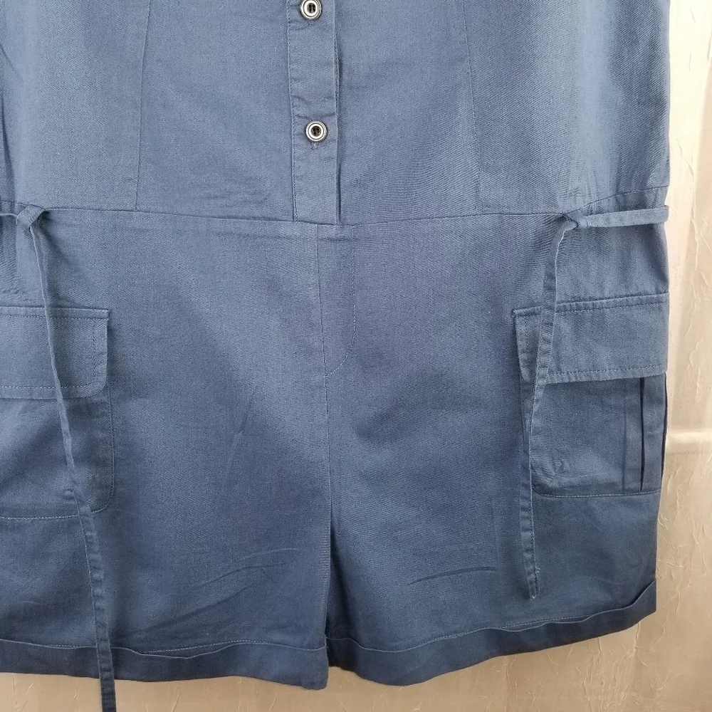 Unique Edition sleeveless jumpsuit/romper cargo pockets Sz M Slate blue